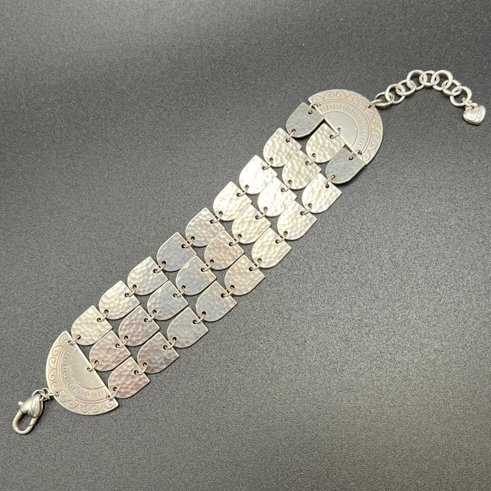 Brighton Marrakesh Soileil Wide Bracelet Silver Plated Hammered Shield‎ Boho